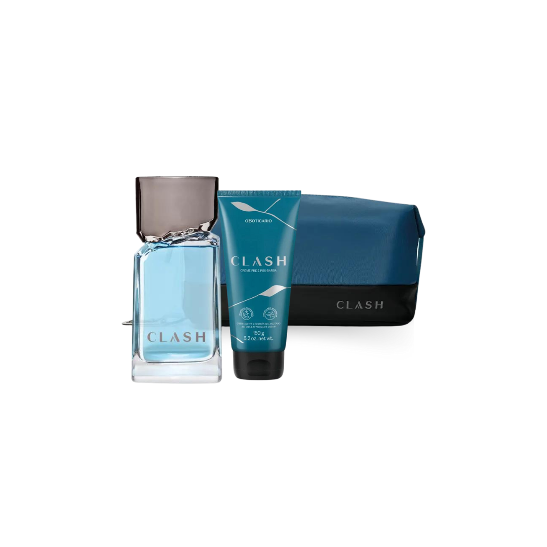 Combo Clash: Clash EDT 100ml + Pre and Pos Shave Gel Cream 150g + Necessarie