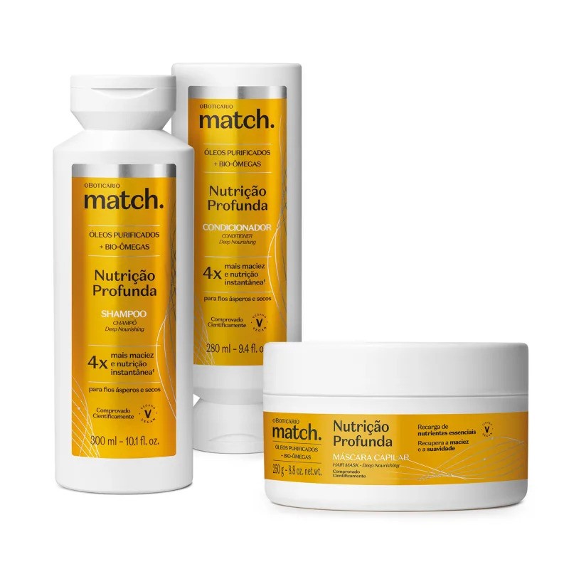 Match Deep Nutrition Shampoo 300ml + Hair Mask 250g + Conditioner 280ml