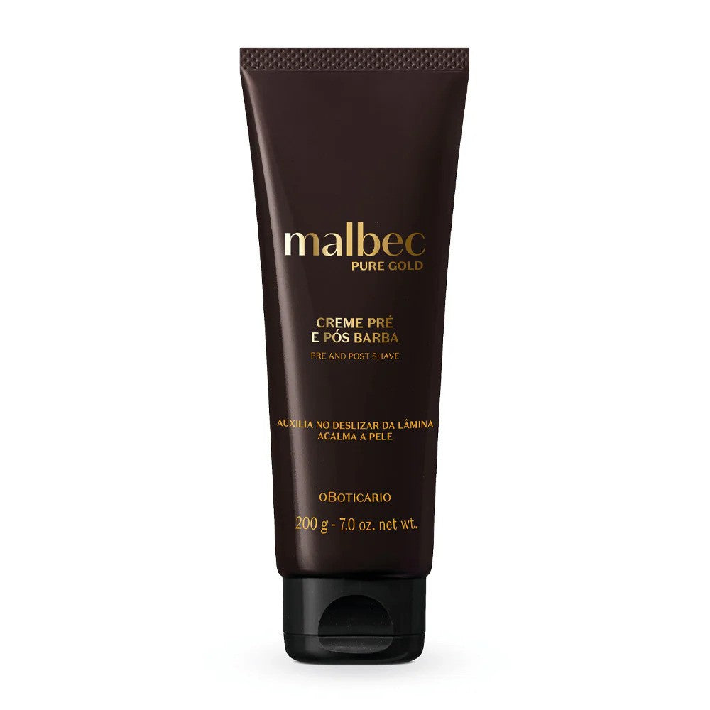 Malbec Pure Gold Pre- and After-Shave Cream, 200g