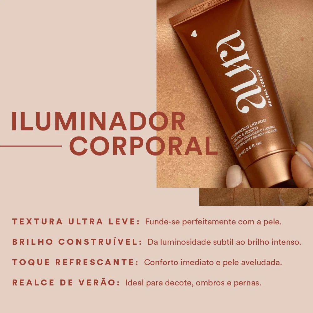 Aura Liquid Illuminator for Body and Face by Helena Coelho 75ml